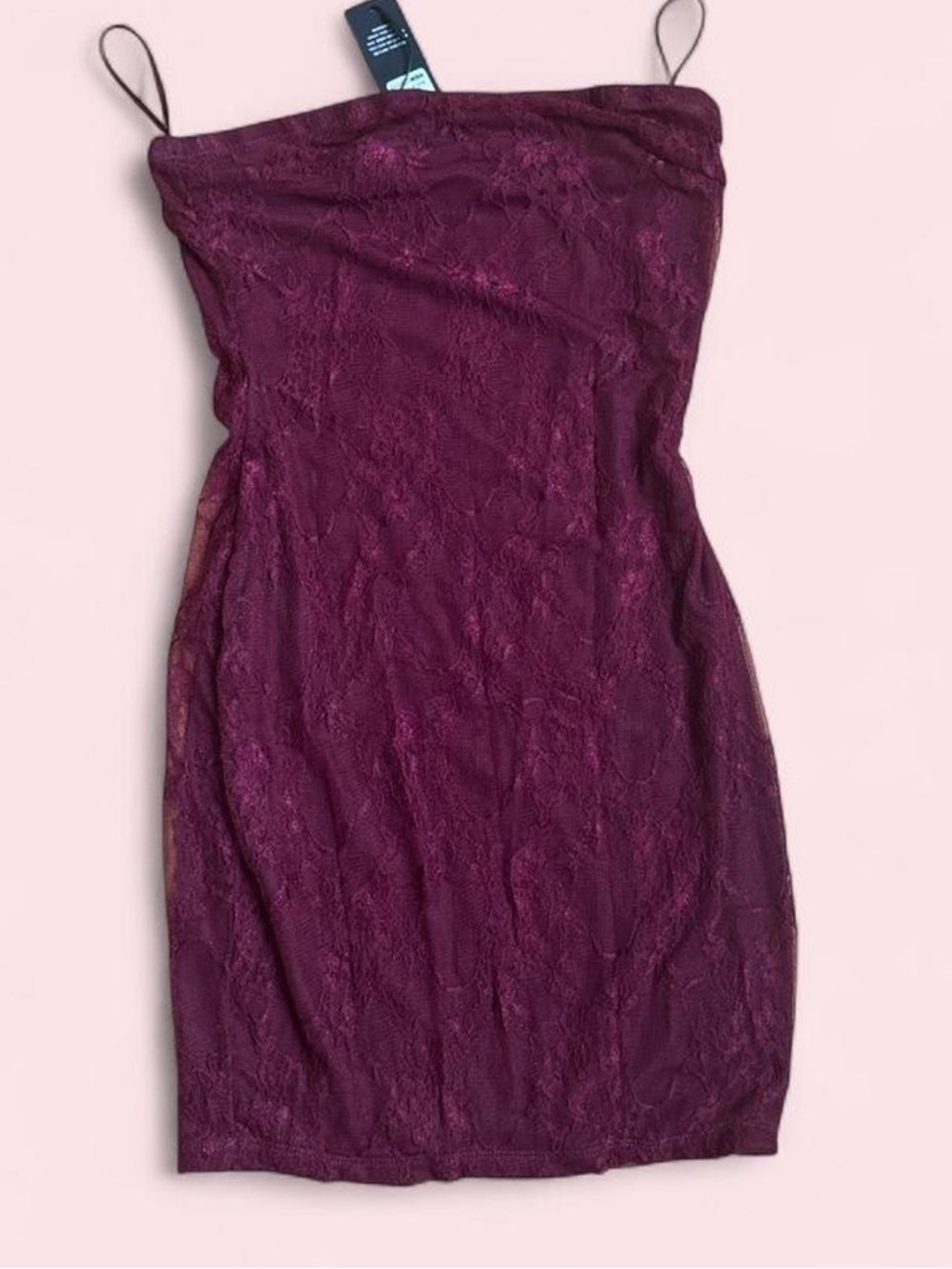 Fashion Nova Strapless Lace Mini Dress in Plum